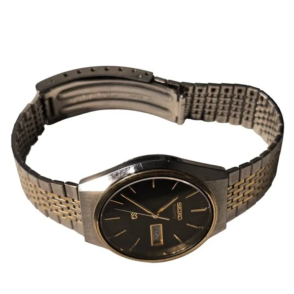 Vintage Seiko Quartz Two-Tone Watch Old‎ Money Classic Minimal Day Date Timeless - Picture 14 of 15